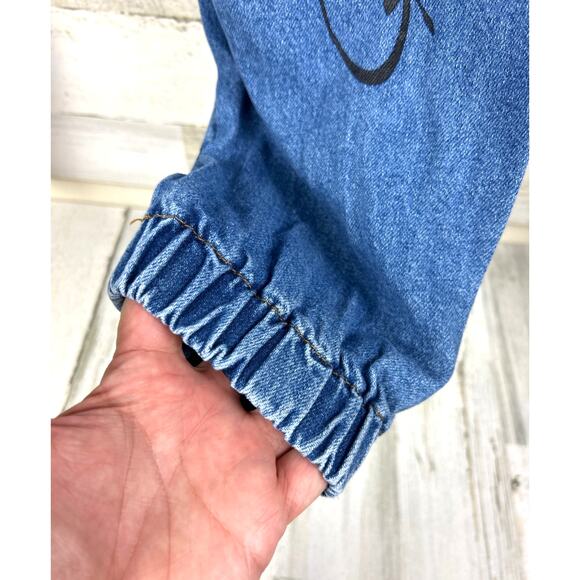 SONG Women’s 28 Blue Denim Graffiti Paint Splatter Zip Jogger Jeans - Picture 7 of 10